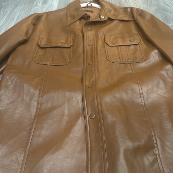1970s vintage faux, leather, classic jacket pointed collar - Picture 2 of 6